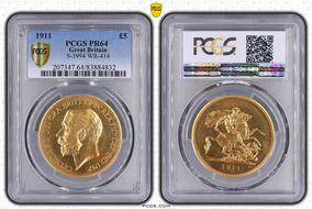 1911 £5 S-3994 WR-414 PR64