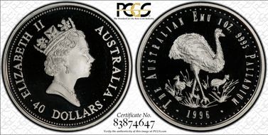 1996 $40 Emu Palladium PR69DCAM