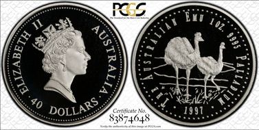 1997 $40 Emu Palladium PR69DCAM
