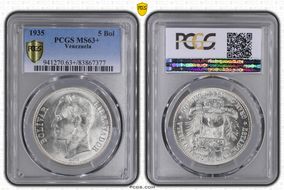 1935 5 Bol KM-24.2  Ag MS63+