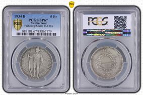 1934 B 5 Fr Fribourg/Matte R-431b SP67