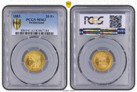 1883 20 Fr KM-31.1  Au MS63