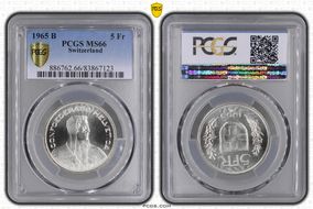 1965 B 5 Fr KM-40  Ag MS66