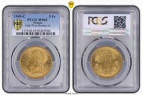 1945-C 5 Fr Gad-761a F-337 Br-Al MS65