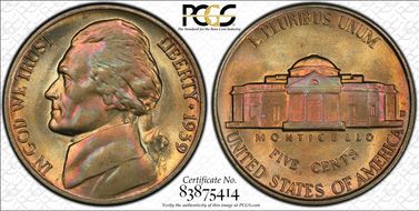 1939-D 5C Reverse of 1938 MS66