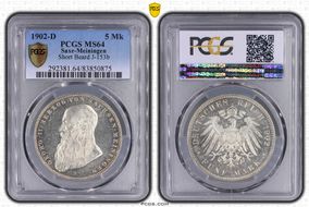 1902-D 5 Mk Short Beard J-153b MS64