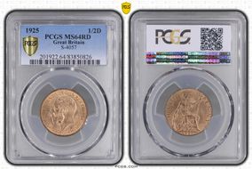 1925 1/2D S-4057 Modified Effigy MS64RD