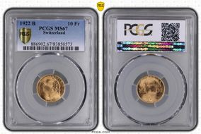 1922 B 10 Fr KM-36  Au MS67