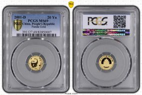 2001-D 20 Yn Panda Gold MS69