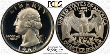 1969-S 25C PR68DCAM