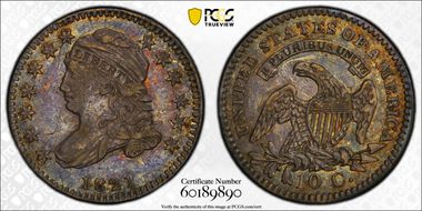 1821 10C Small Date XF45