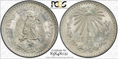 1945-M Peso KM-455 Ag MS67