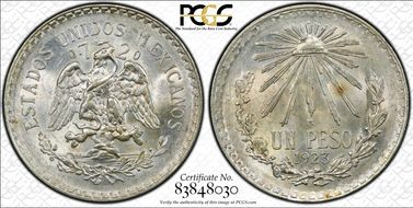 1923-M Peso KM-455  Ag MS64
