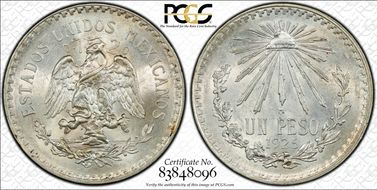 1925-M Peso KM-455  Ag MS64+