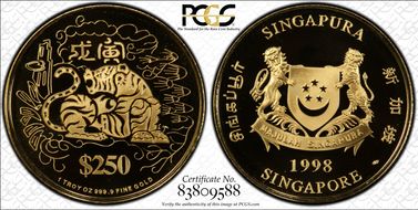 1998 $250 Year of the Tiger Au PR69DCAM