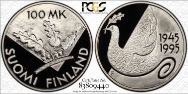1995-P M 100 Mar UN 50th Anniversary KM-81 PR68DCAM