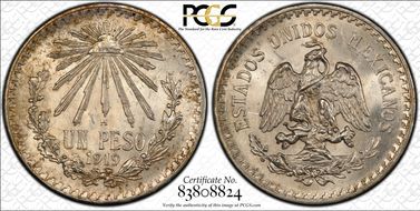 1919-M Peso KM-454  Ag MS64