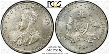 1934(m) Florin KM-27  Ag MS64
