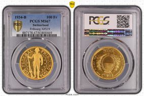 1934 B 100 Fr Fribourg Hab-21 OC-200 MS67