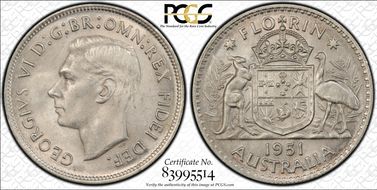 1951(m) Florin KM-48  Ag MS63