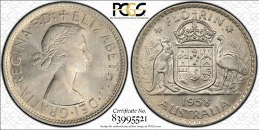 1958(m) Florin KM-60  Ag MS64