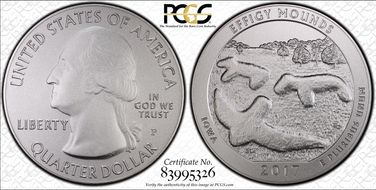 2017-P 25C Effigy Mounds NP 5 oz Silver First Strike SP70