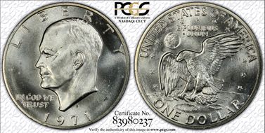 1971-S $1 FS-401, Peg Leg MS66