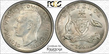 1946(m) 6D KM-38a  Ag MS65