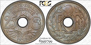 1918 25C Gad-380 F-171 MS65