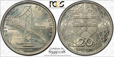 1966 20 Esc Salazar Bridge KM-592  Ag MS65