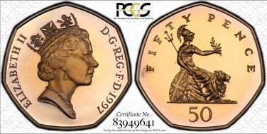 1997 50p S-H4 Large Size PR69DCAM