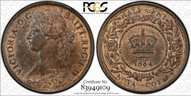 1864 1/2C MS64RB