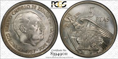 1957  5 Pta (1964) MS65+