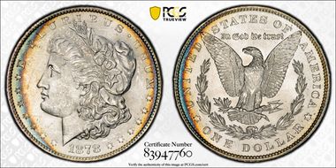 1878 7TF $1 VAM 223, Washed Out L MS63