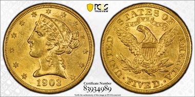 1903 $5 MS63
