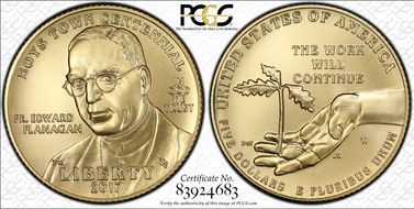 2017-W $5 Boys Town First Strike MS70