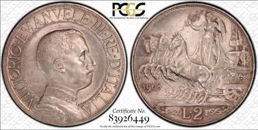 1908-R 2 L KM-46  Ag MS64