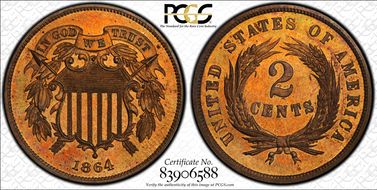 1864 2C Large Motto PR64RB