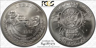 1991-P $1 Mount Rushmore MS69