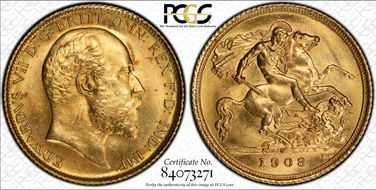 1908-S 1/2 Sov S-3977B MS63