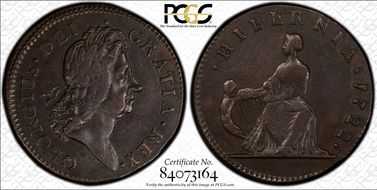 1722 1/2P Hibernia, Harp Left AU55BN