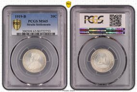 1919-B 20C KM-30a  Ag MS65