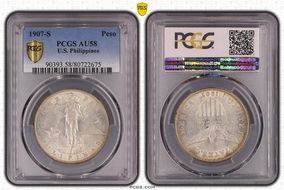 1907-S Peso AU58