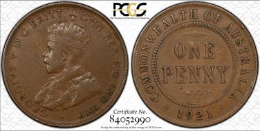 1921 1D English Obverse VF30BN