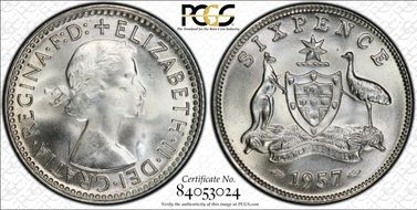 1957(m) 6D KM-58  Ag MS66