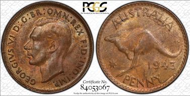 1943 Y. (p) 1D MS63RB