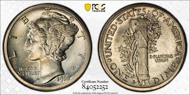 1916-S 10C Mercury MS65FB
