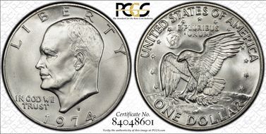 1974-S $1 Silver MS68