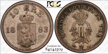 1883 10 Øre AU50
