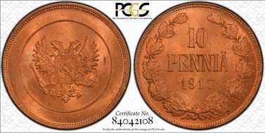 1917 10 Pen Kerenski Gov. Issue KM-18 MS65RD